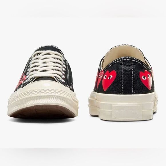 comme des garçon play x converse chuck 70 multi heart black sneakers W8.5/M6.5 - Picture 5 of 16